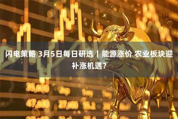 闪电策略 3月5日每日研选丨能源涨价 农业板块迎补涨机遇?